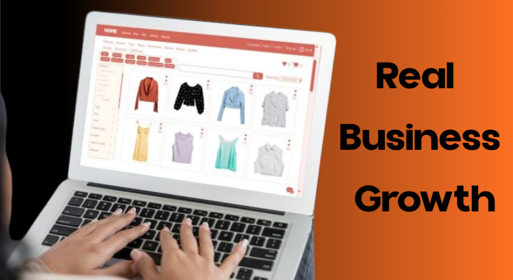 Custom ecommerce website displayed on a laptop screen showcasing an online store with products, navigation, and shopping features.