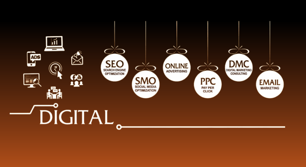 Digital online marketing services including SEO, SMO, PPC, online advertising, DMC and email marketing