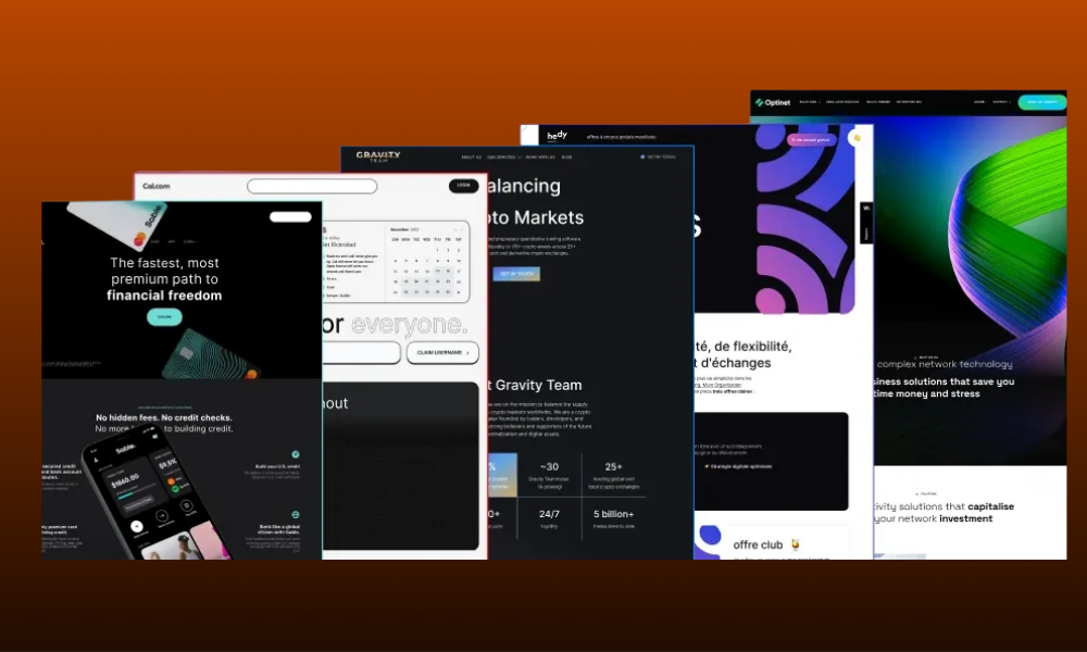 A collection of modern website homepage designs showcasing expert user interface design services.